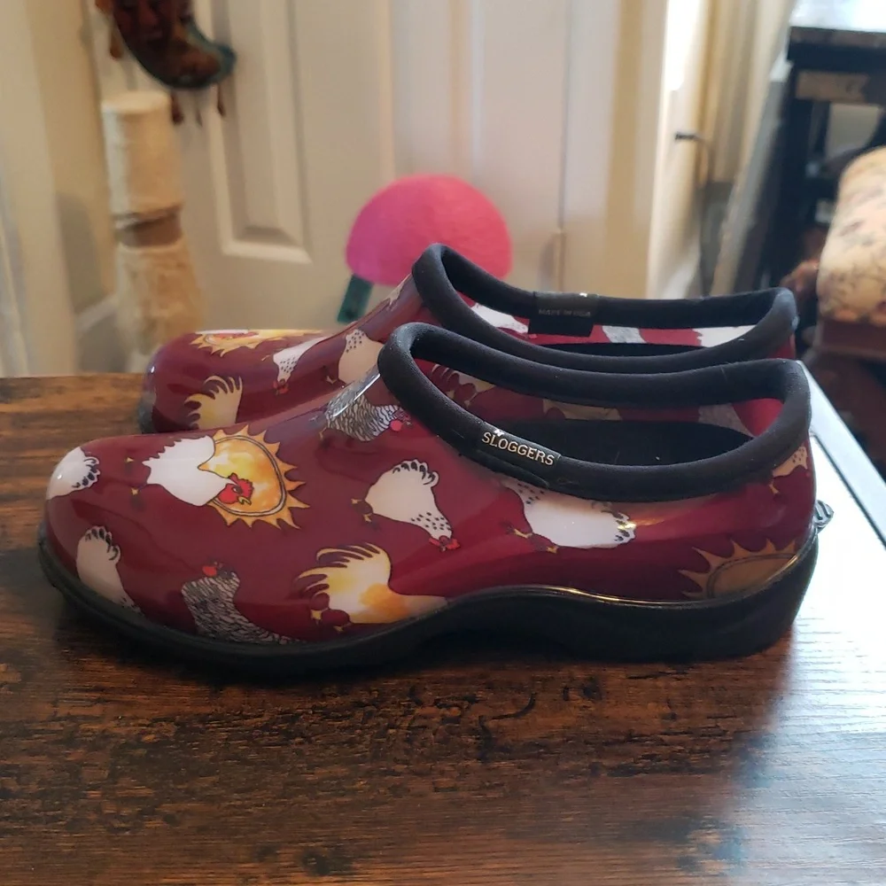 Sloggers Waterproof Rain and Garden Red Barn Chicken Print Clogs - Picture 12 of 12